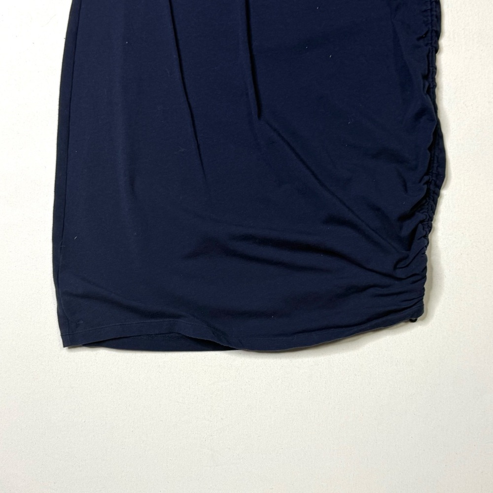 Michael Kors Navy Blue Ruched Side Short Sleeve Dress Size Large - Picture 9 of 10